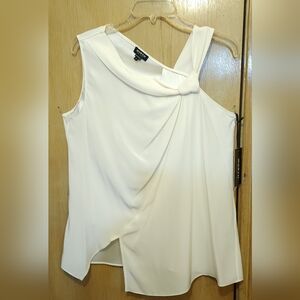 Worth NY Top Womens Sz 10 100% Silk Creamy White Assymetric Wrap Style